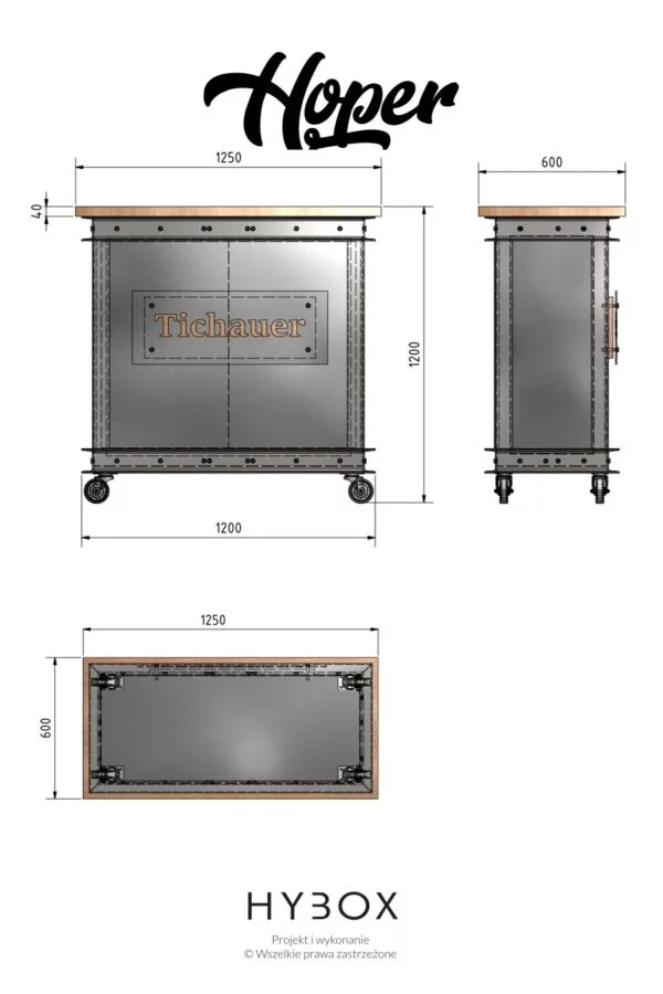 wymiary industrialnego nalewaka do piwa HOPER z oferty firmy HYBOX